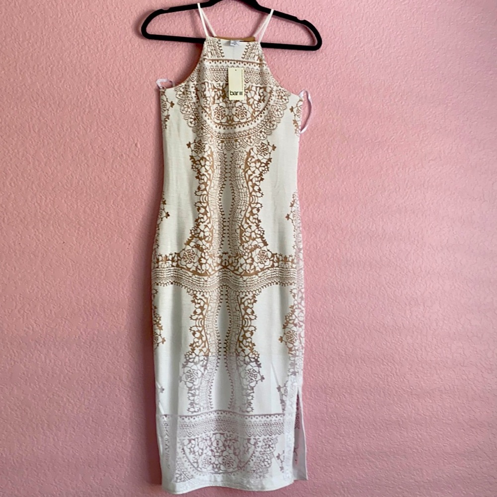 Bar III Midi Dress. Nude and White. Size Medium.